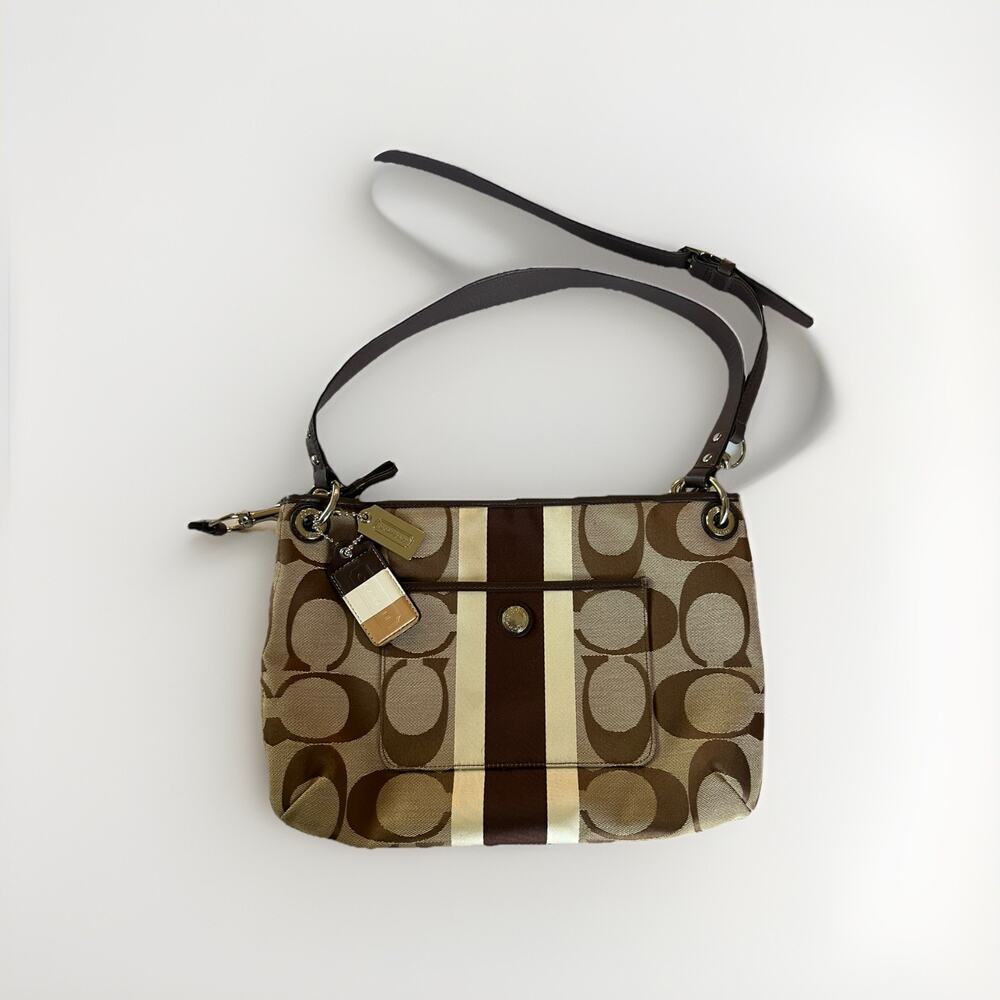 Coach Hamptons Weekender Striped Jacquard Canvas Convertible Shoulder Bag